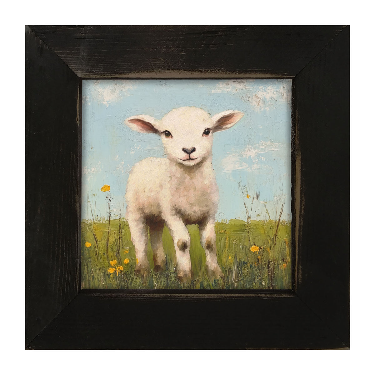 Lamb in a Meadow - Framed art