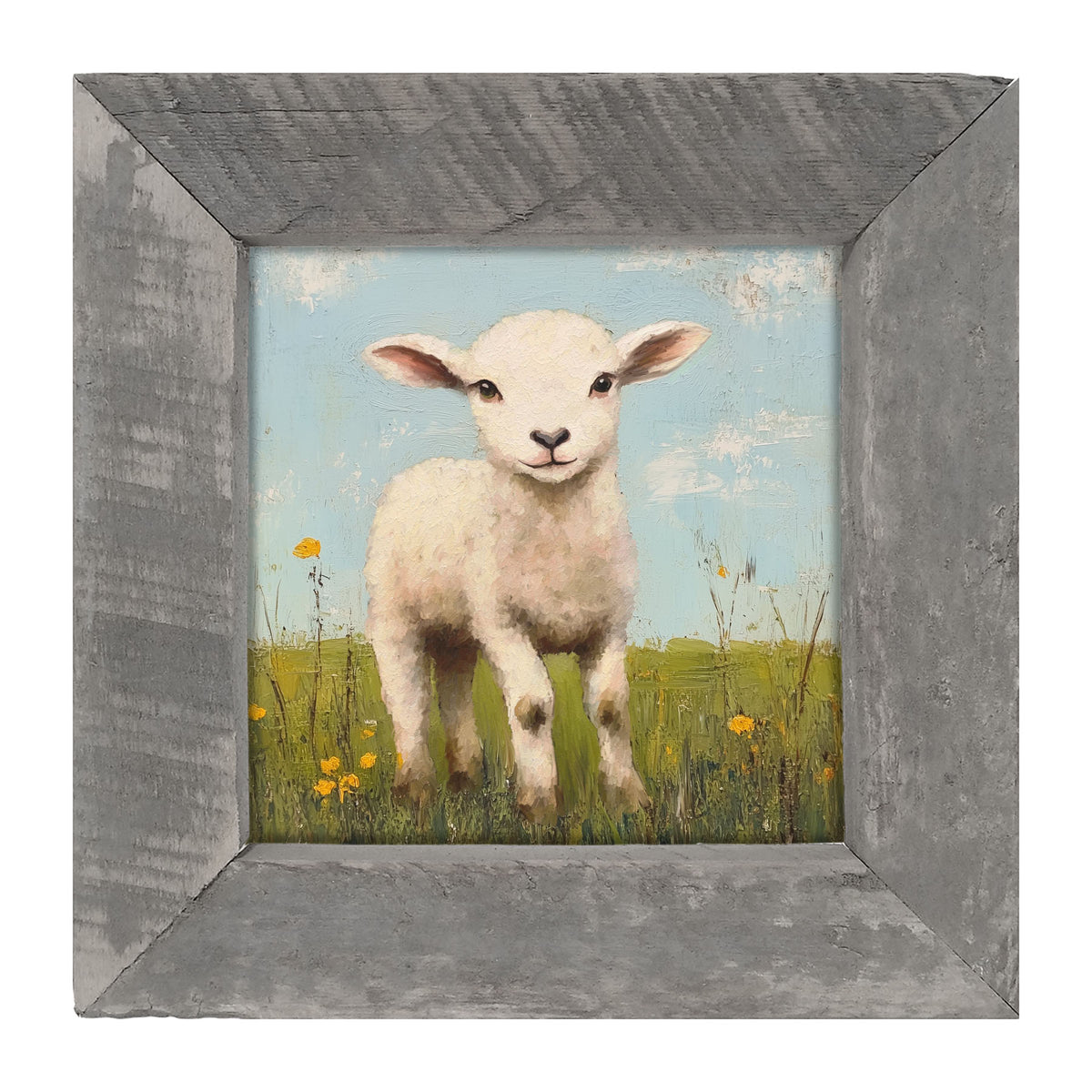 Lamb in a Meadow - Framed art