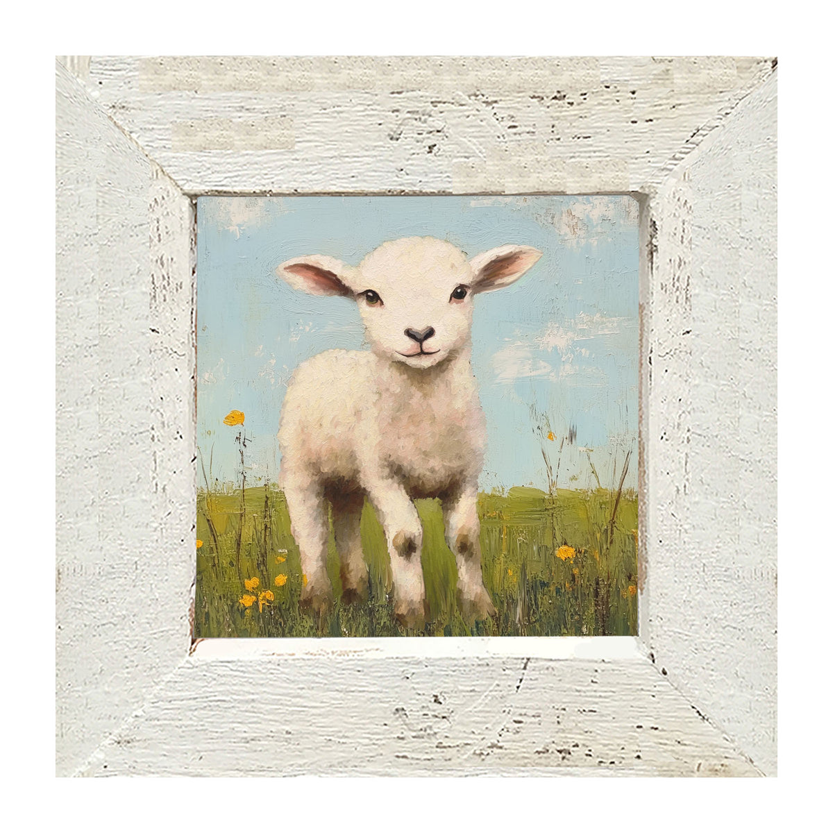 Lamb in a Meadow - Framed art