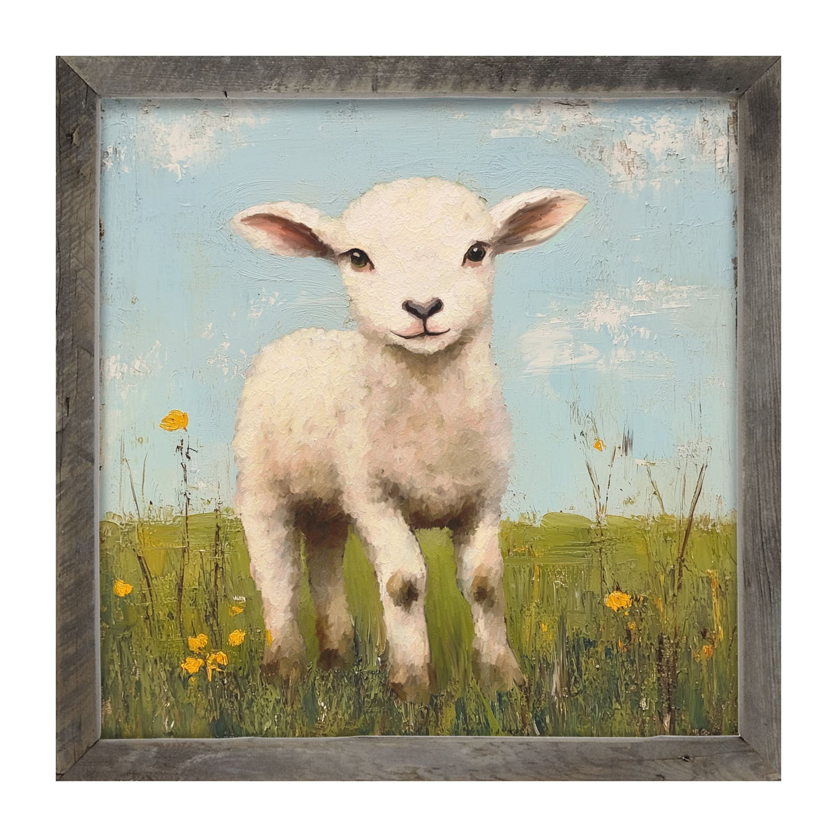 Lamb in a Meadow - Framed art