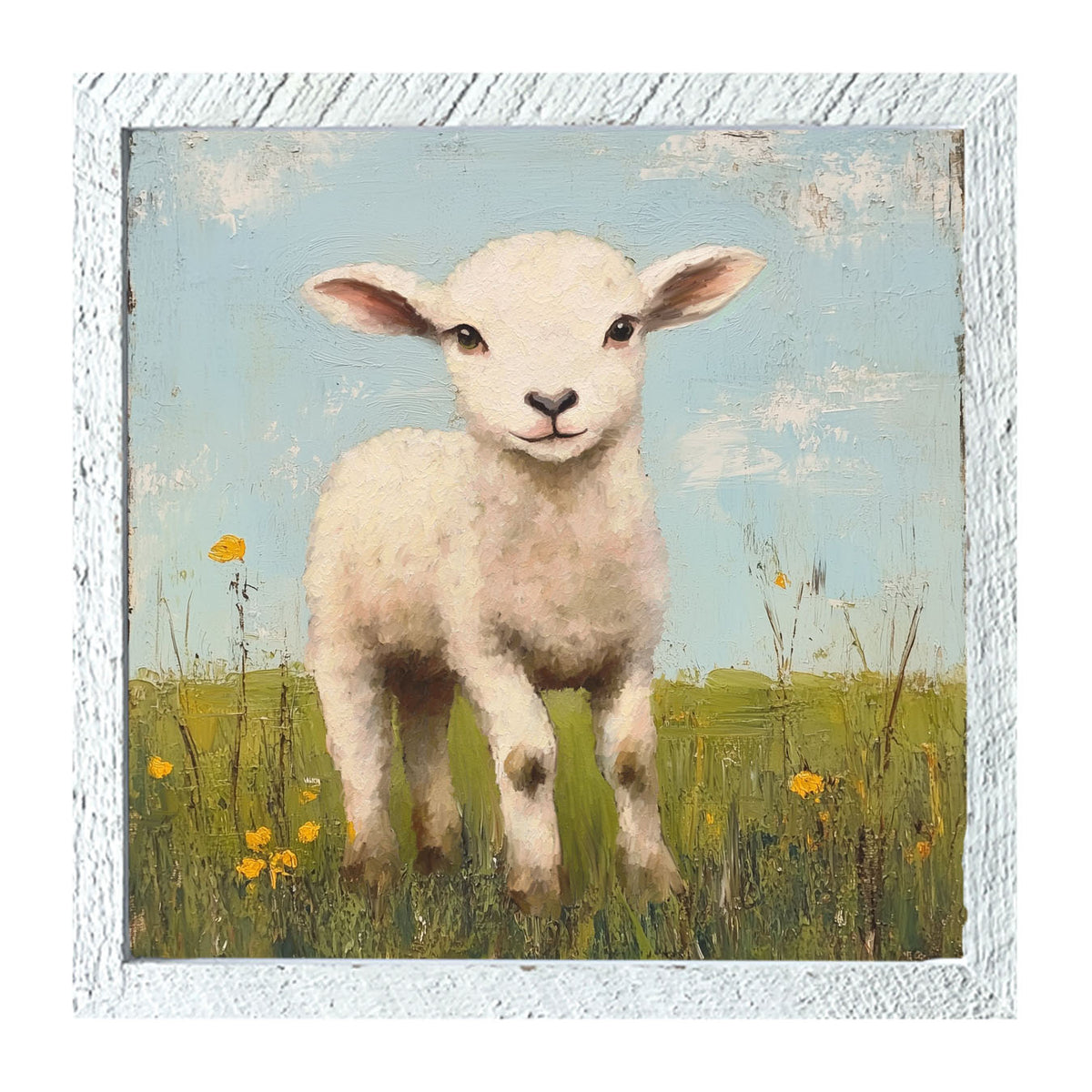 Lamb in a Meadow - Framed art