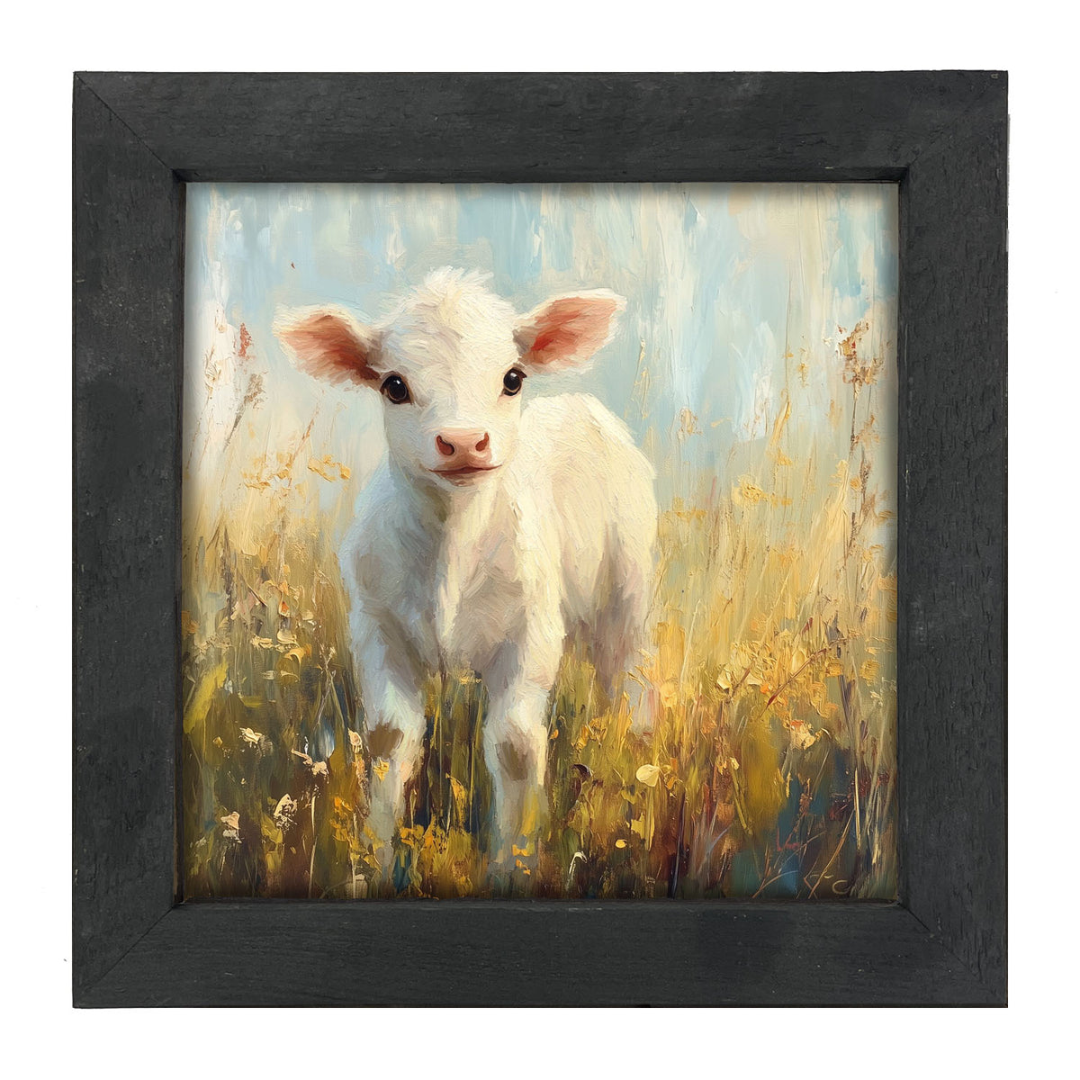 Baby Cow in Meadow - Framed Art