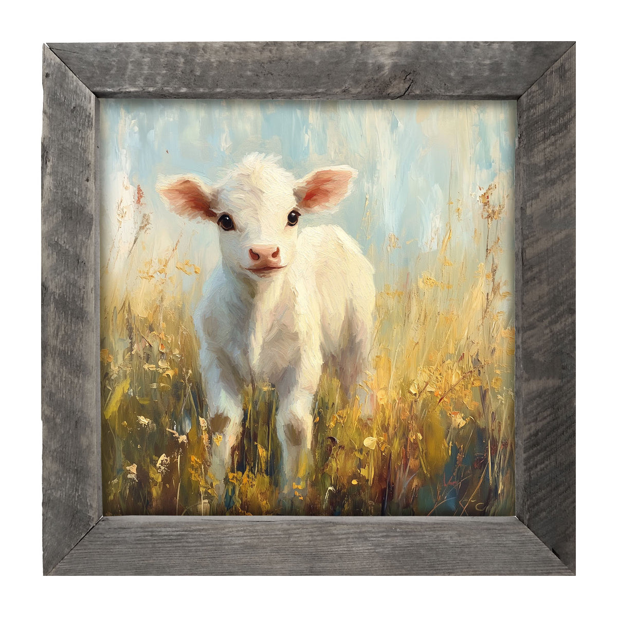 Baby Cow in Meadow - Framed Art