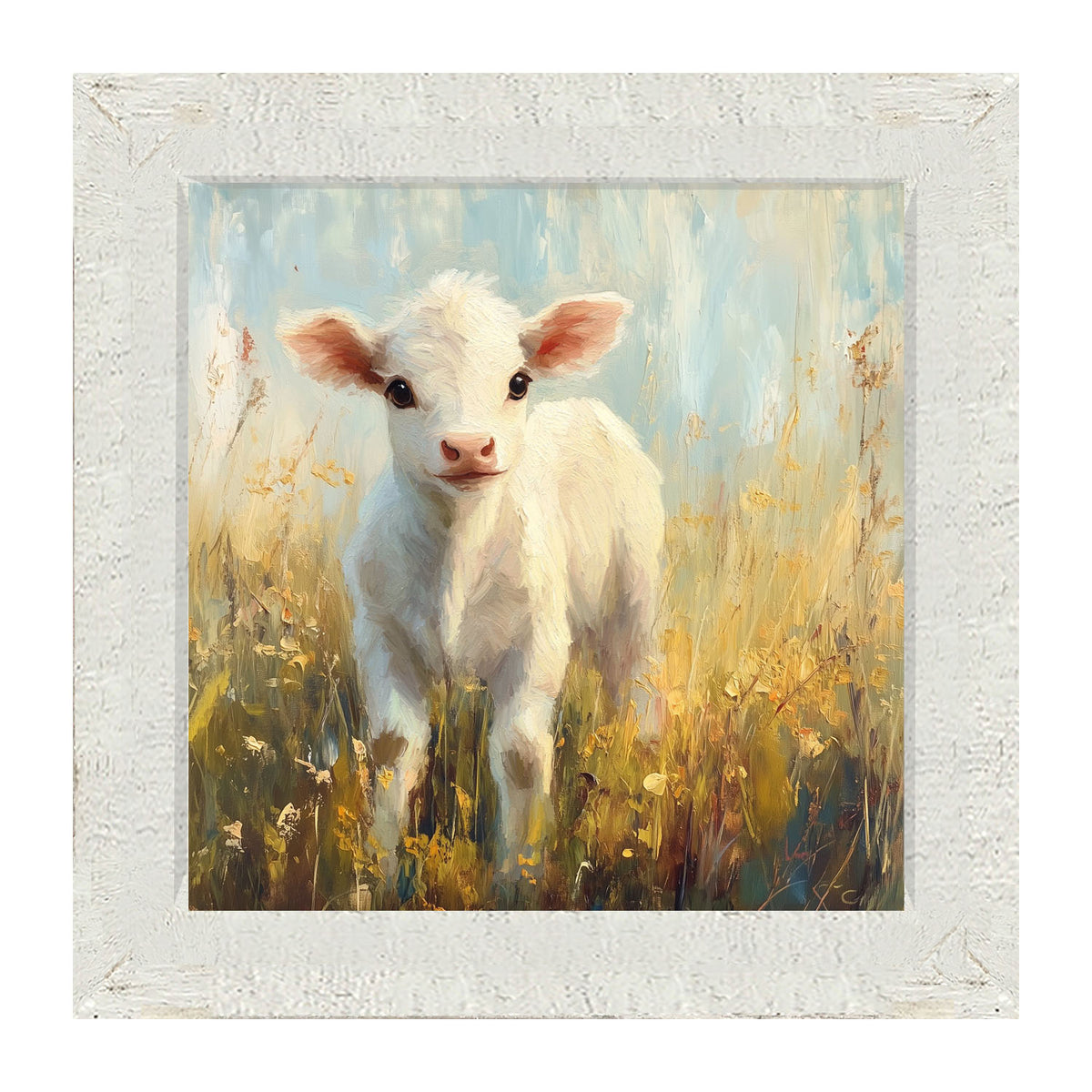 Baby Cow in Meadow - Framed Art