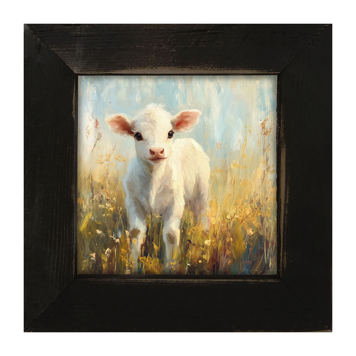 Baby Cow in Meadow - Framed Art