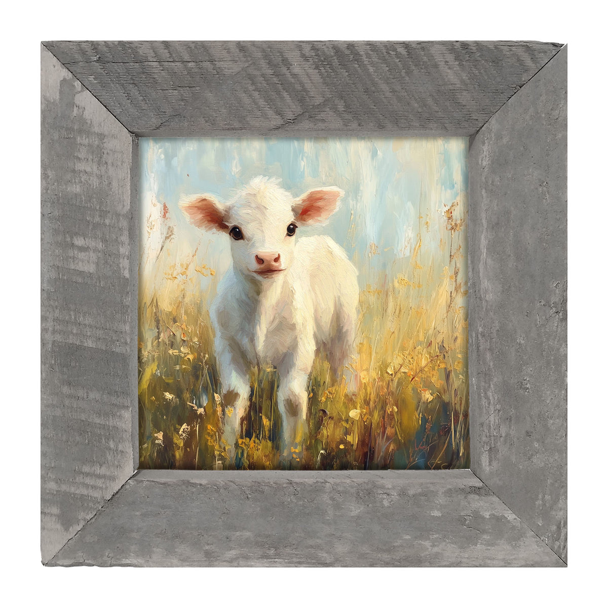 Baby Cow in Meadow - Framed Art