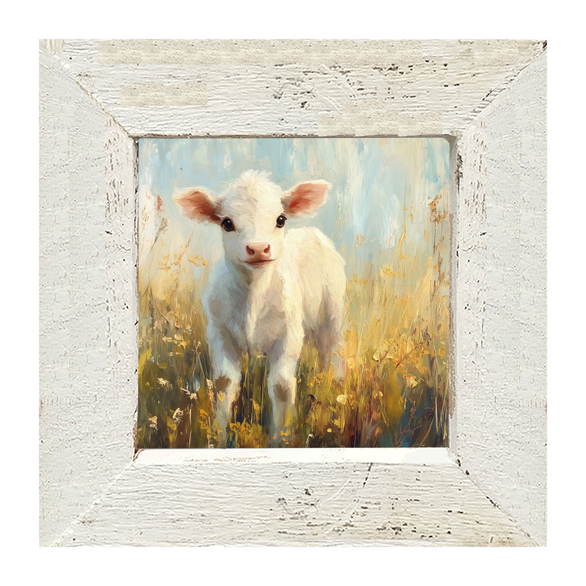 Baby Cow in Meadow - Framed Art
