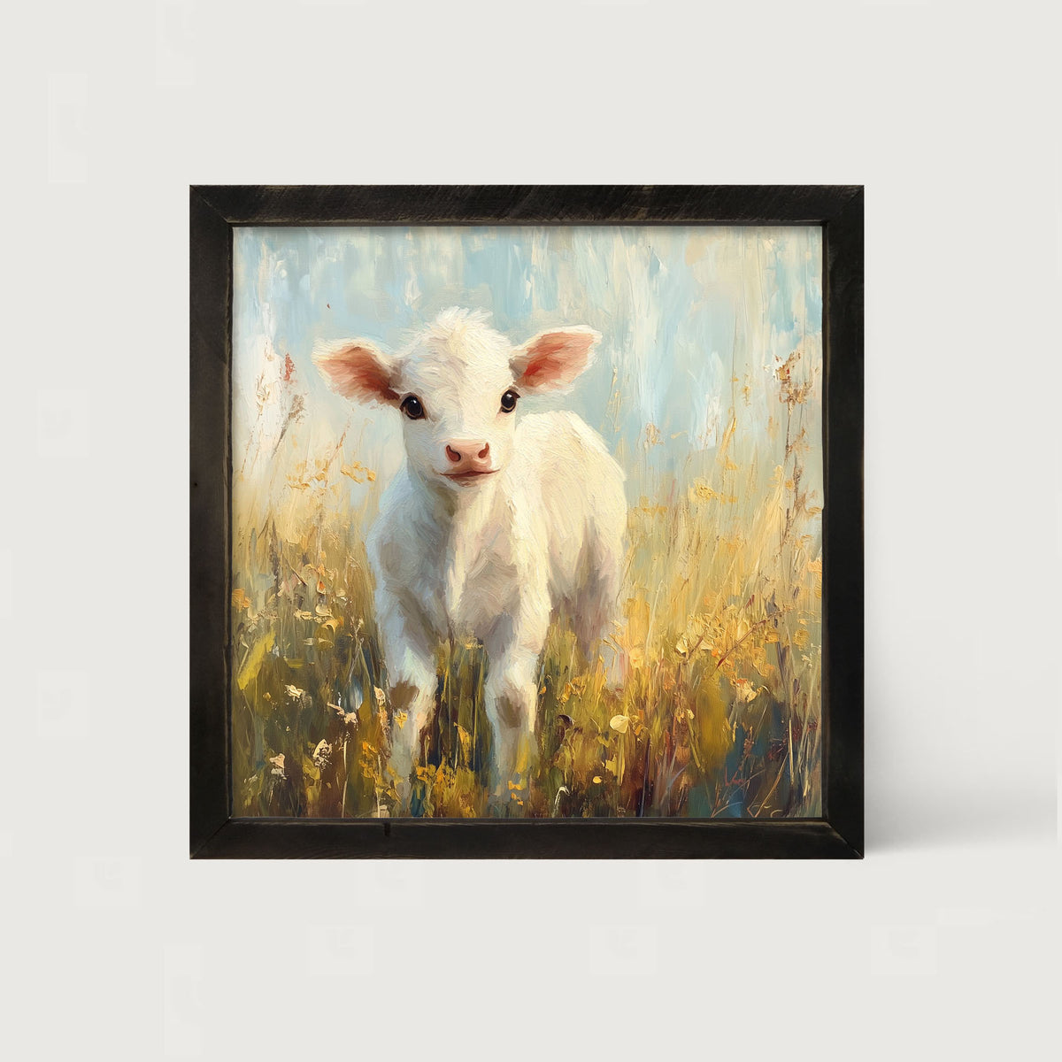 Baby Cow in Meadow - Framed Art