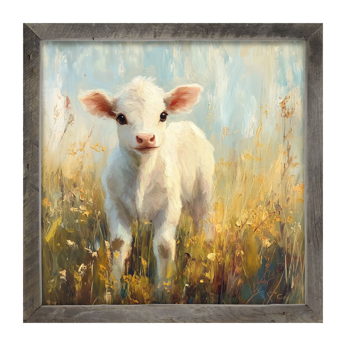 Baby Cow in Meadow - Framed Art
