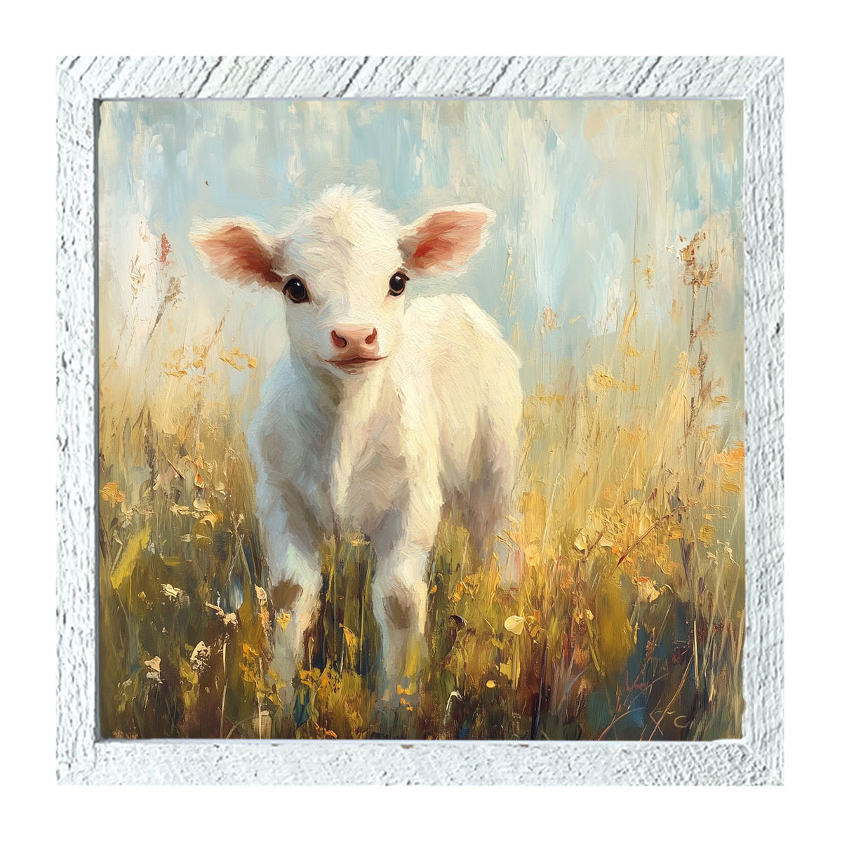 Baby Cow in Meadow - Framed Art