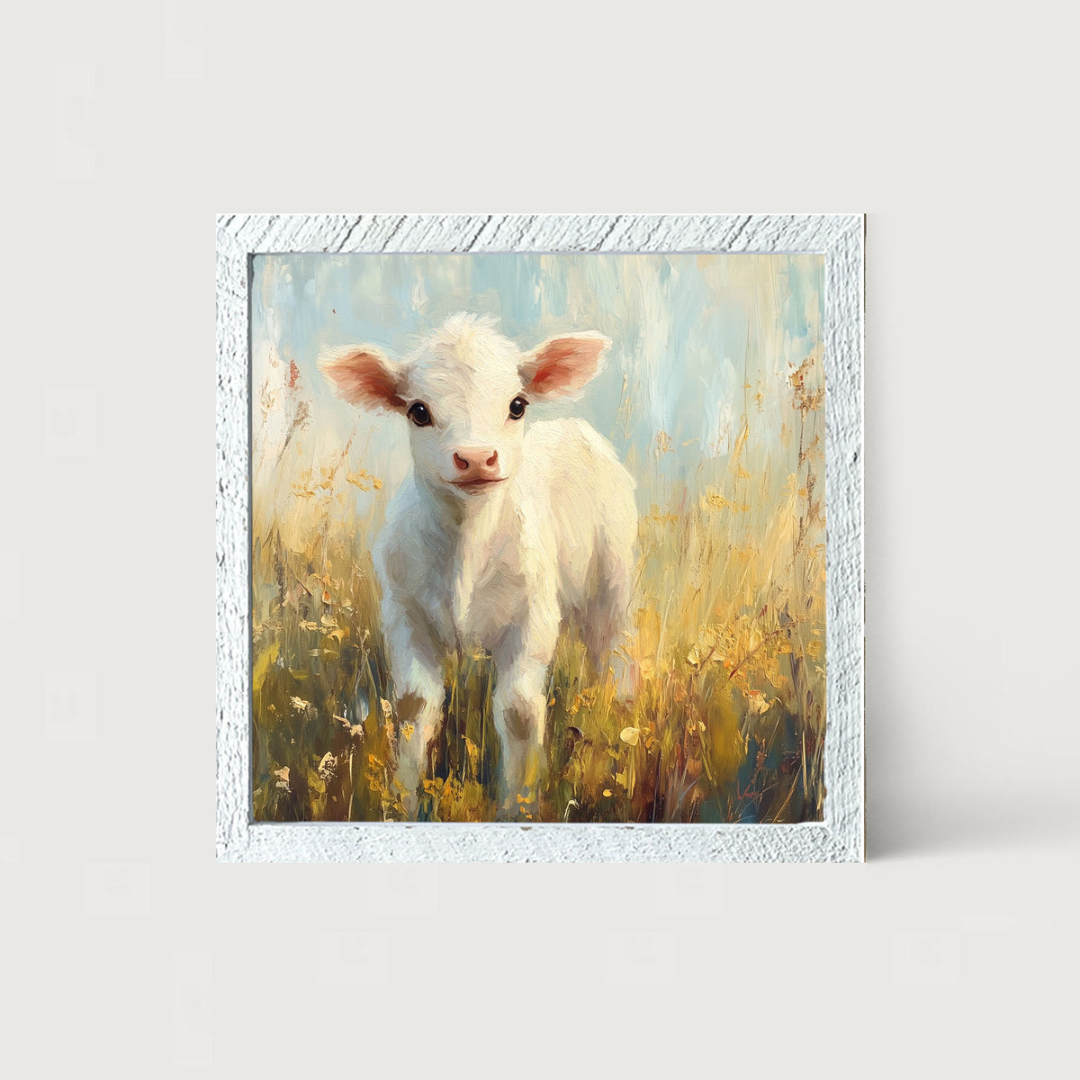 Baby Cow in Meadow - Framed Art