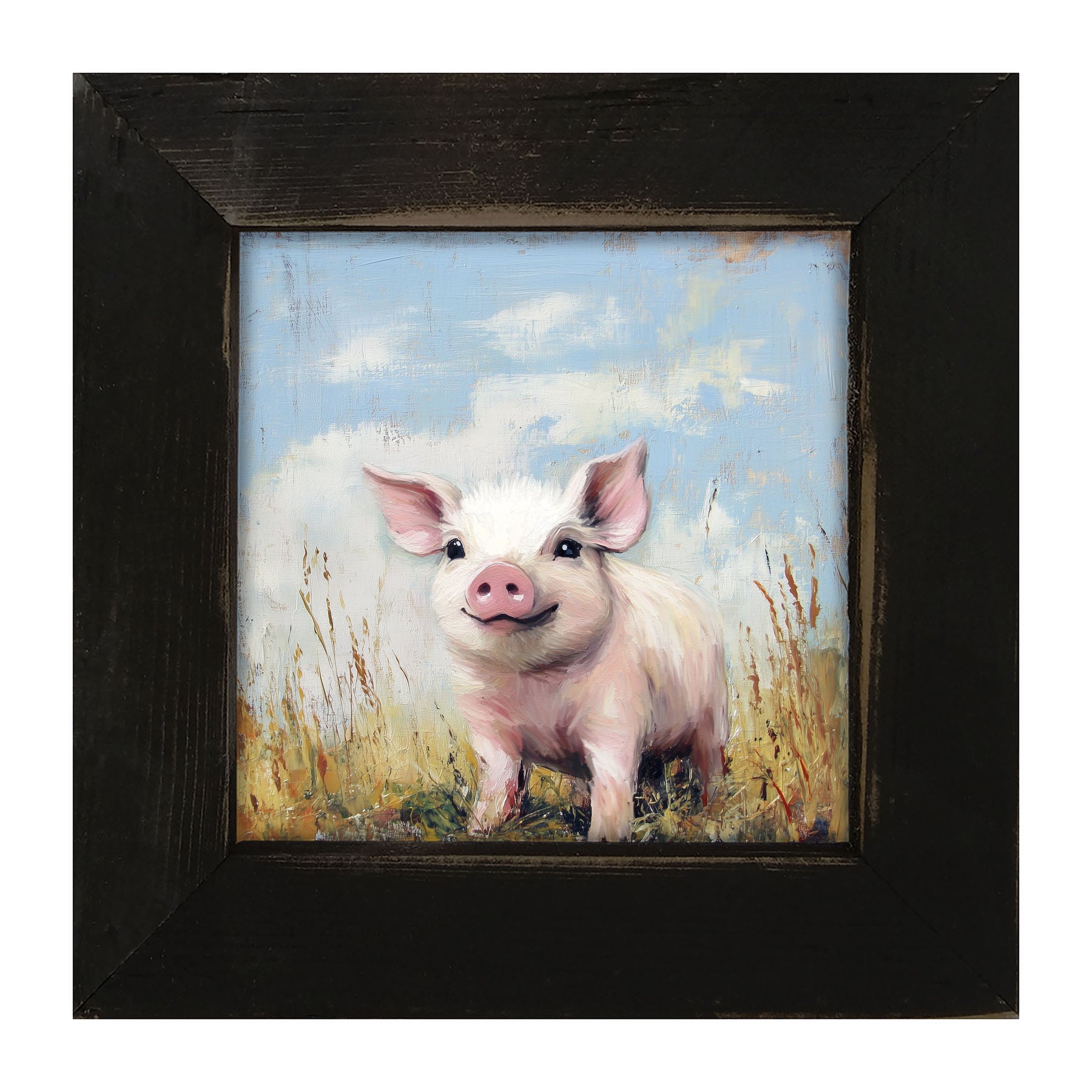 Baby Pig in a Meadow - Framed art