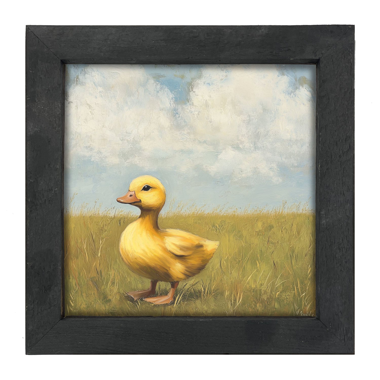 Baby Duck in a Meadow - Framed art