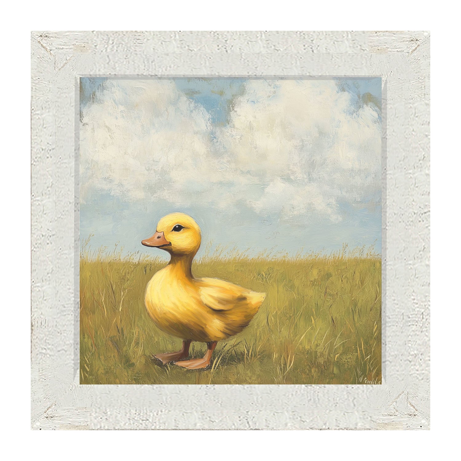 Baby Duck in a Meadow - Framed art