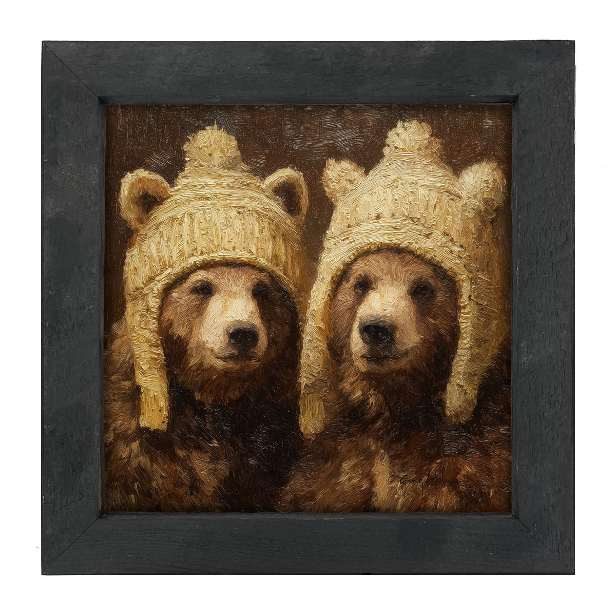 Wool Hat Bears - Framed Art