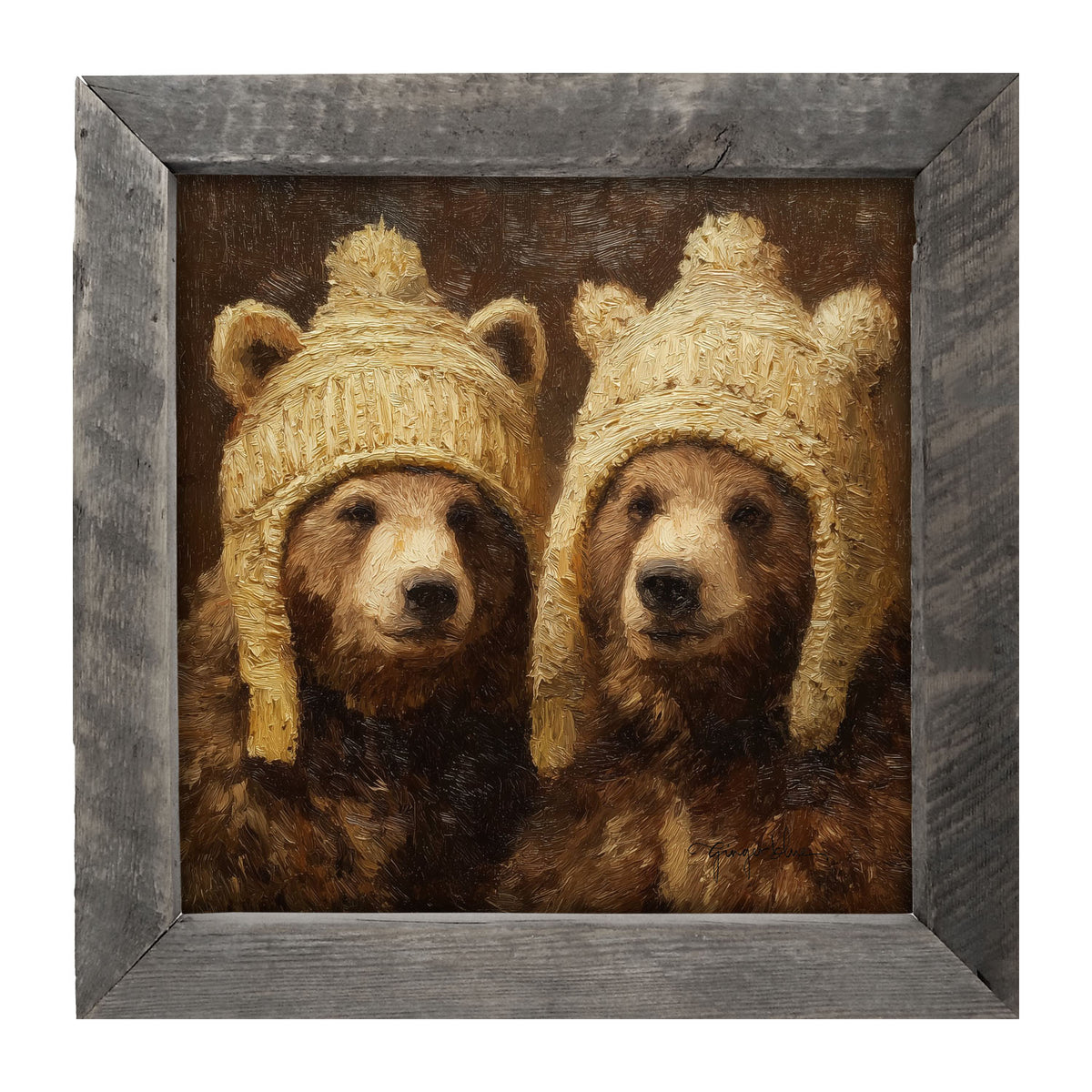 Wool Hat Bears - Framed Art