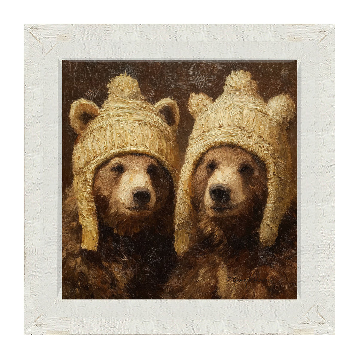 Wool Hat Bears - Framed Art
