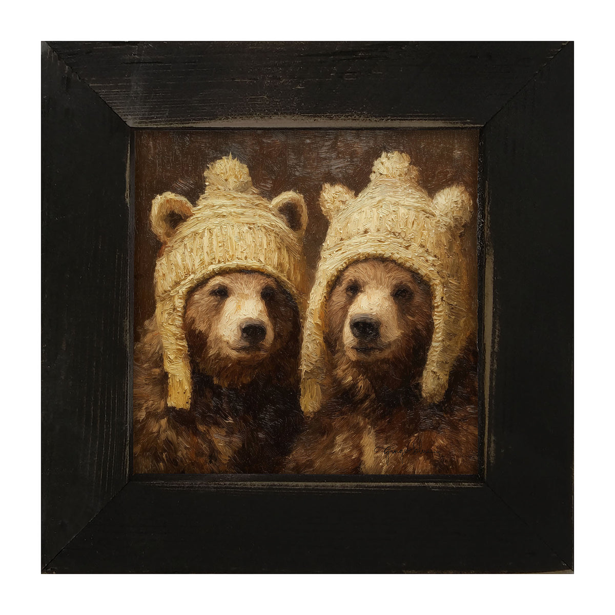 Wool Hat Bears - Framed Art