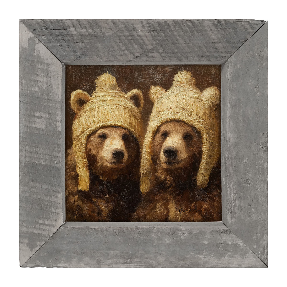 Wool Hat Bears - Framed Art