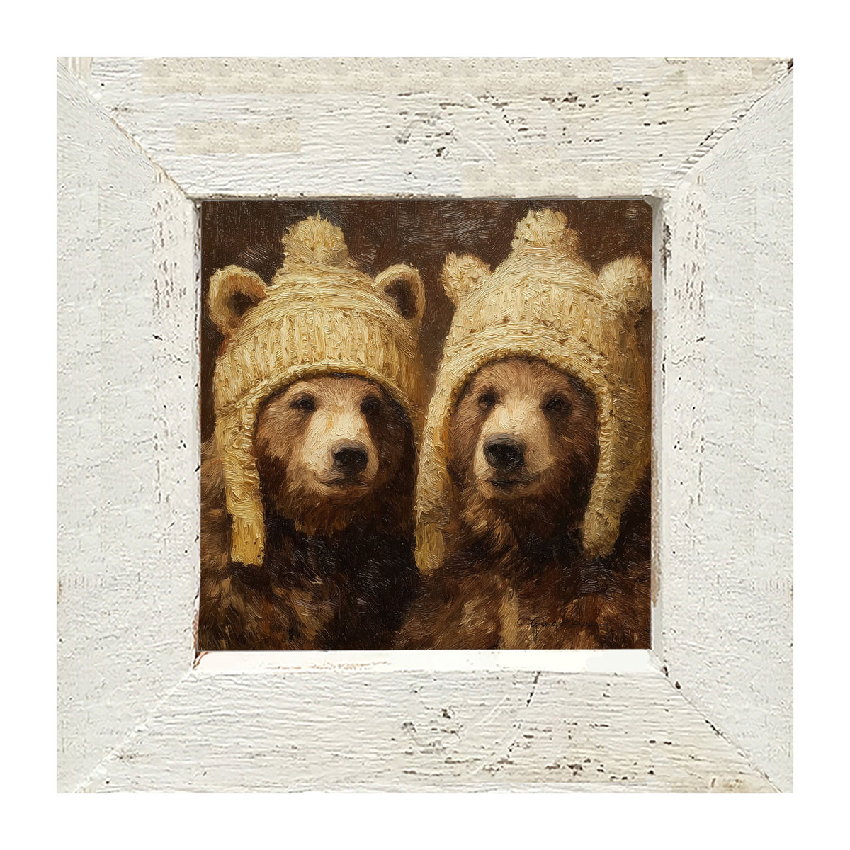 Wool Hat Bears - Framed Art