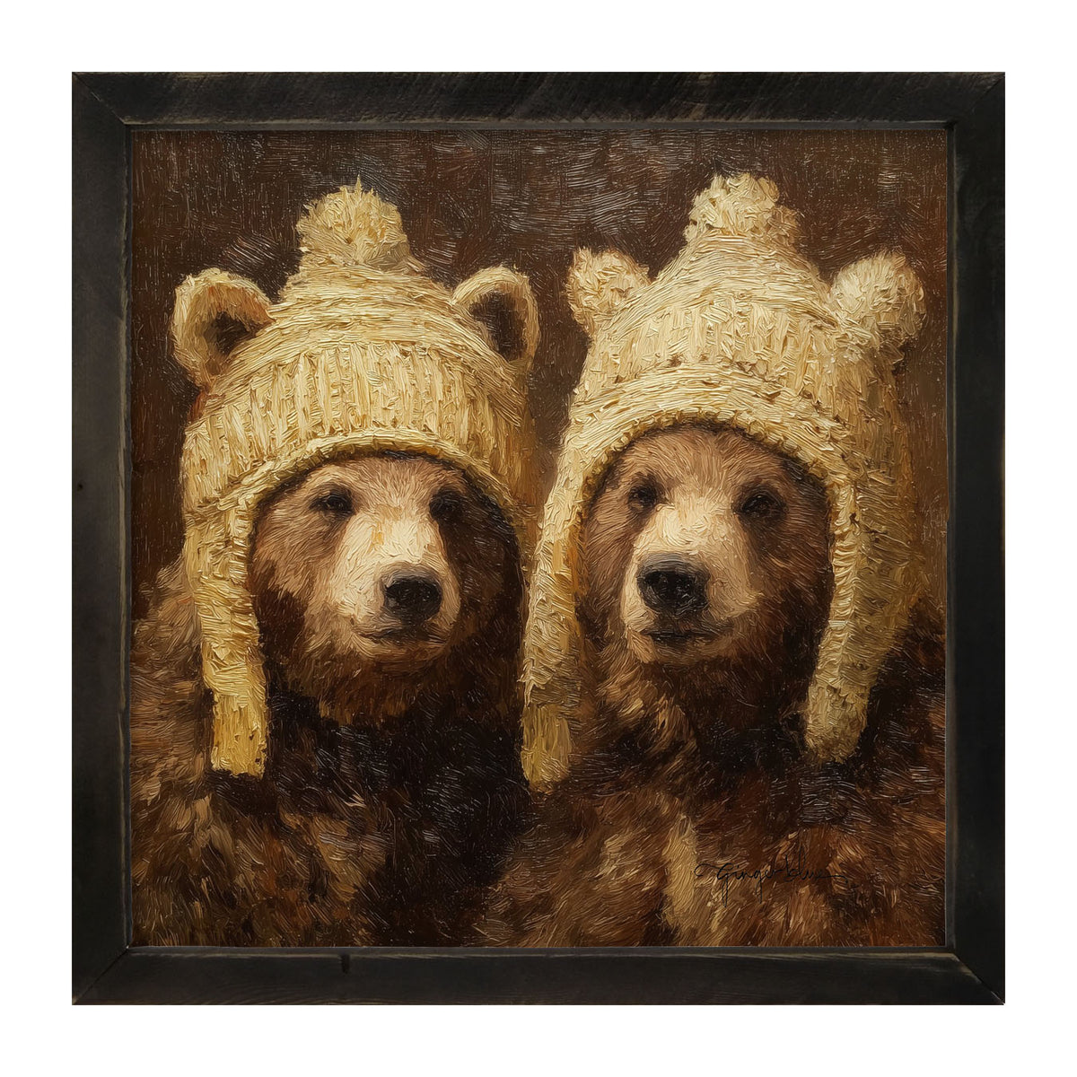 Wool Hat Bears - Framed Art