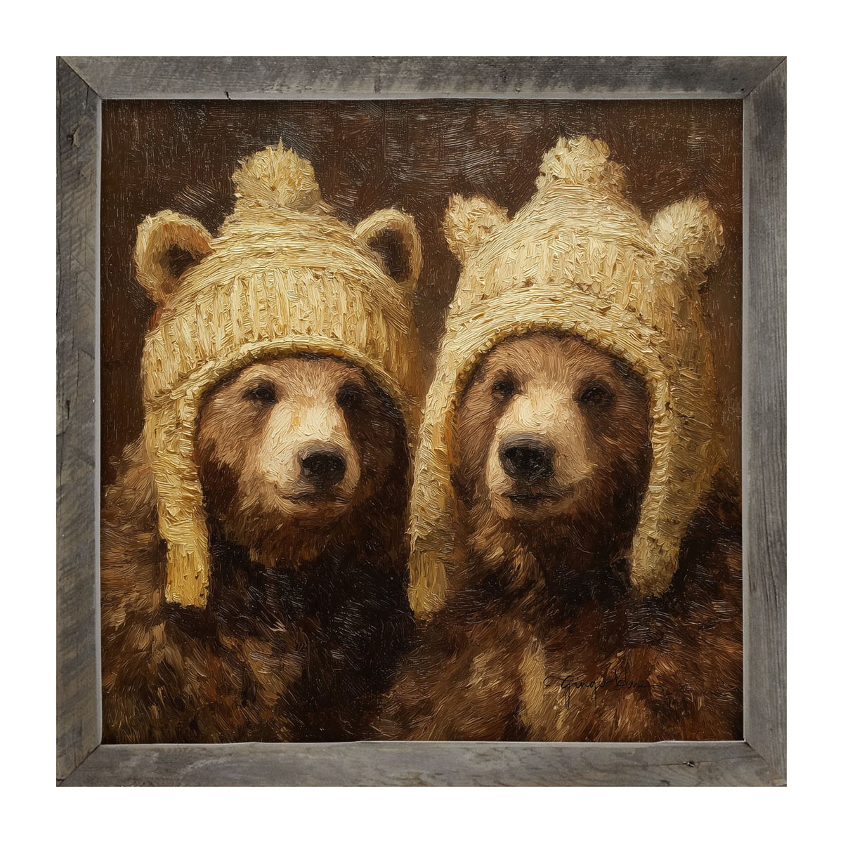 Wool Hat Bears - Framed Art