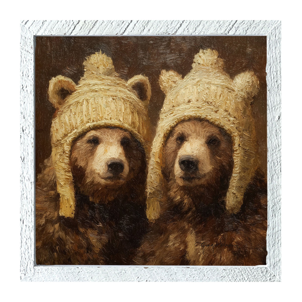 Wool Hat Bears - Framed Art