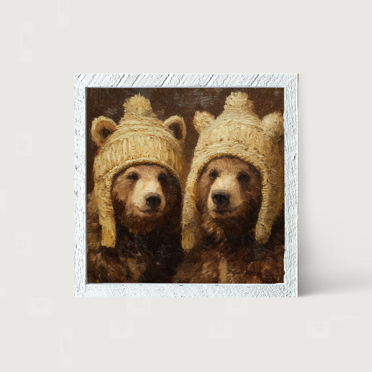 Wool Hat Bears - Framed Art