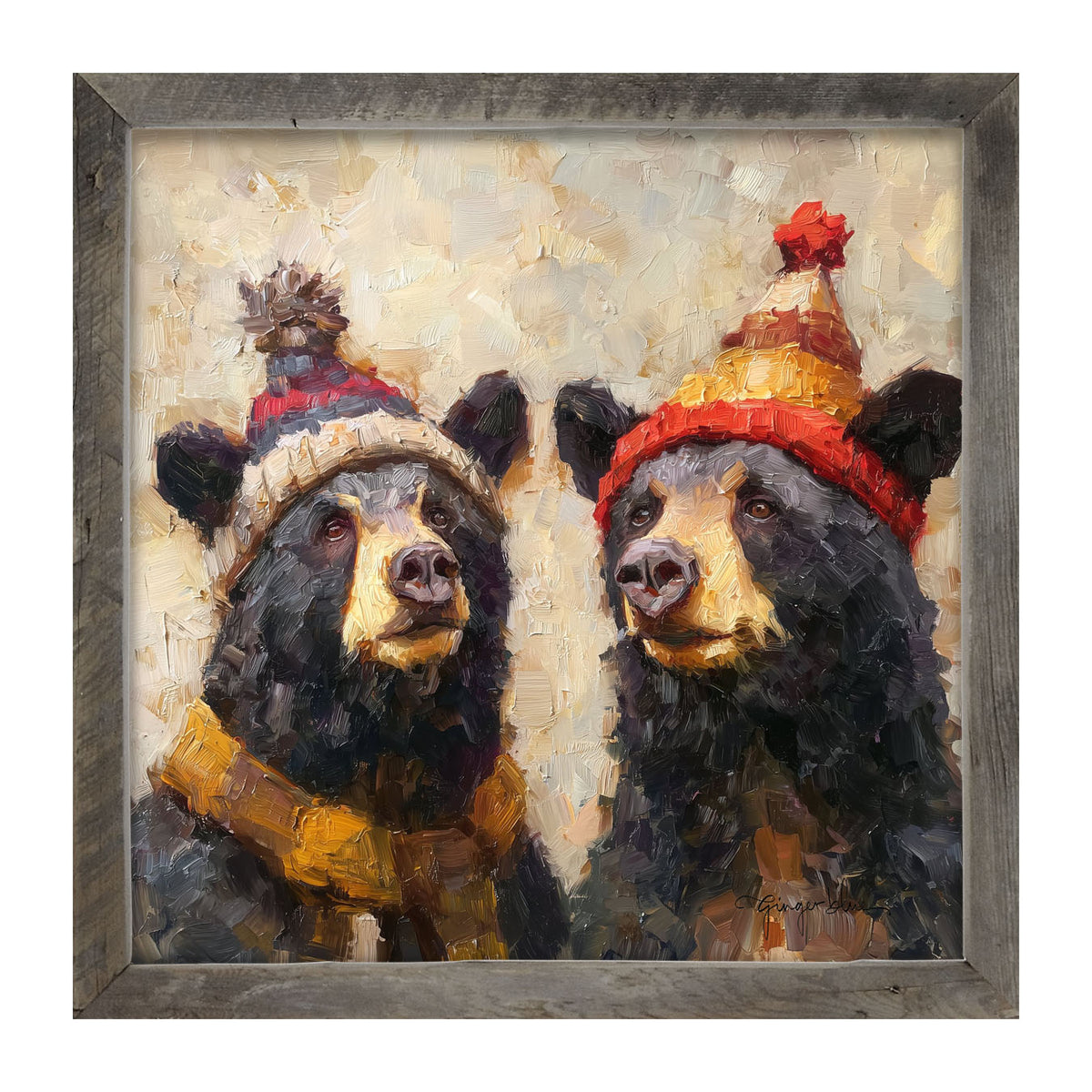 Scarf and Hat Bears - Framed Art