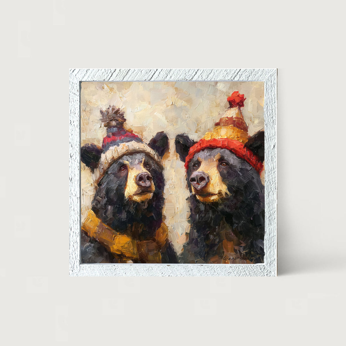 Scarf and Hat Bears - Framed Art