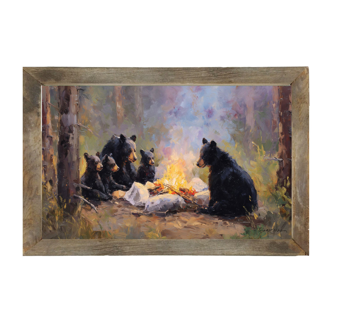 Camping Bear Family - Framed Art