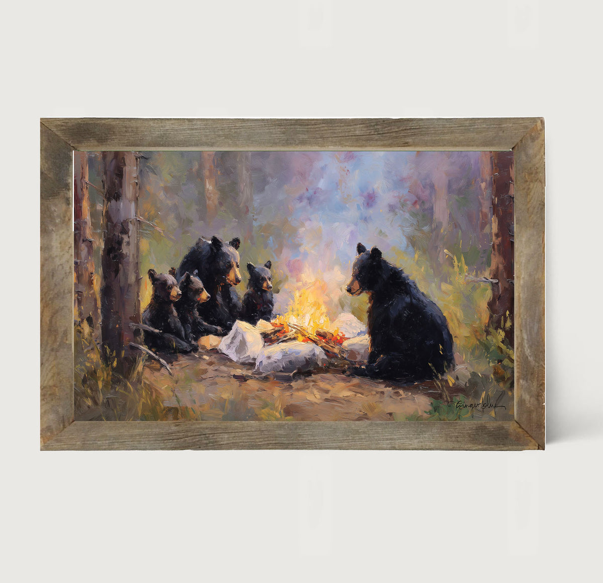 Camping Bear Family - Framed Art