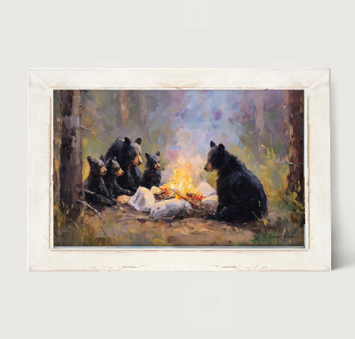 Camping Bear Family - Framed Art