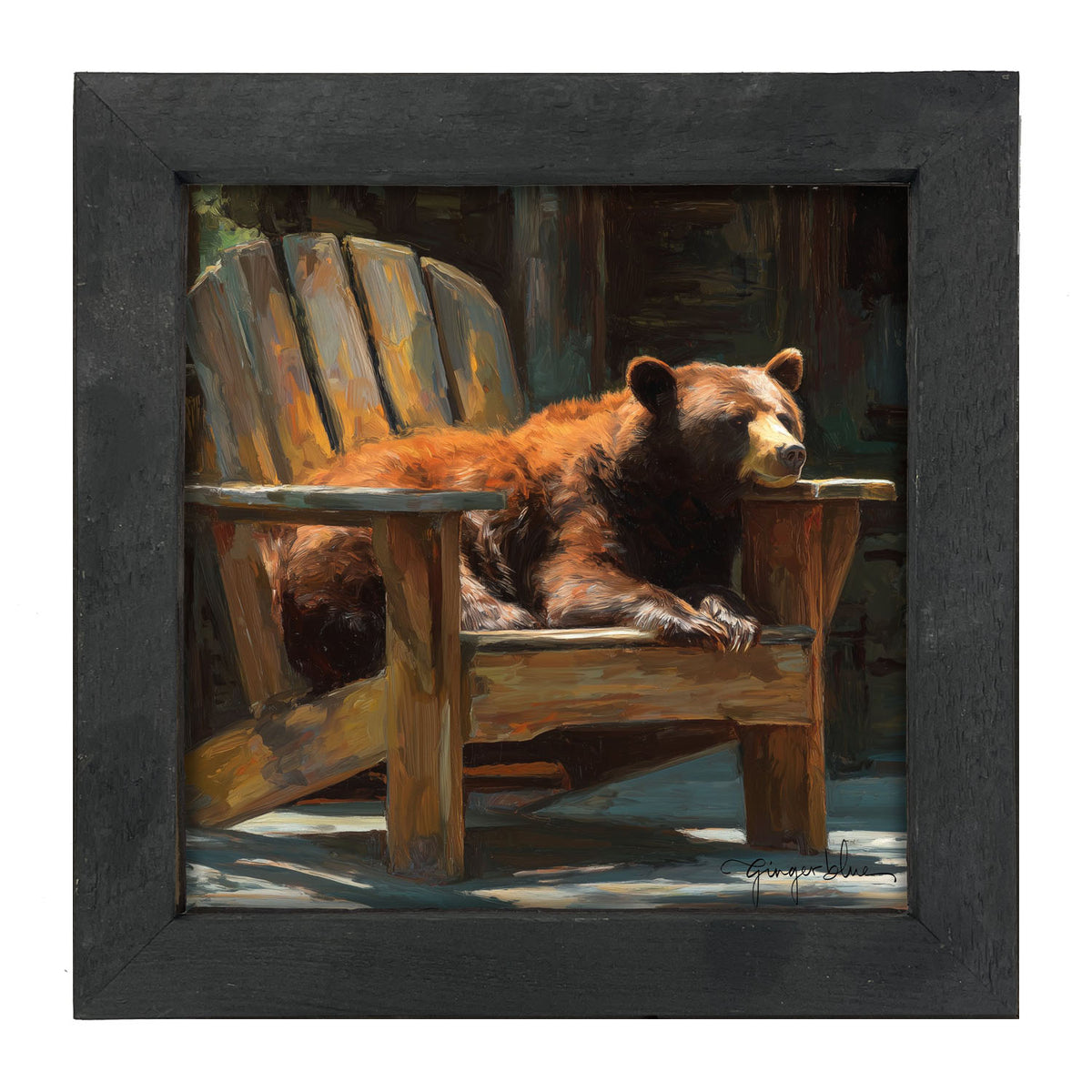 Bear Resting in Adirondack Chair - Framed Art