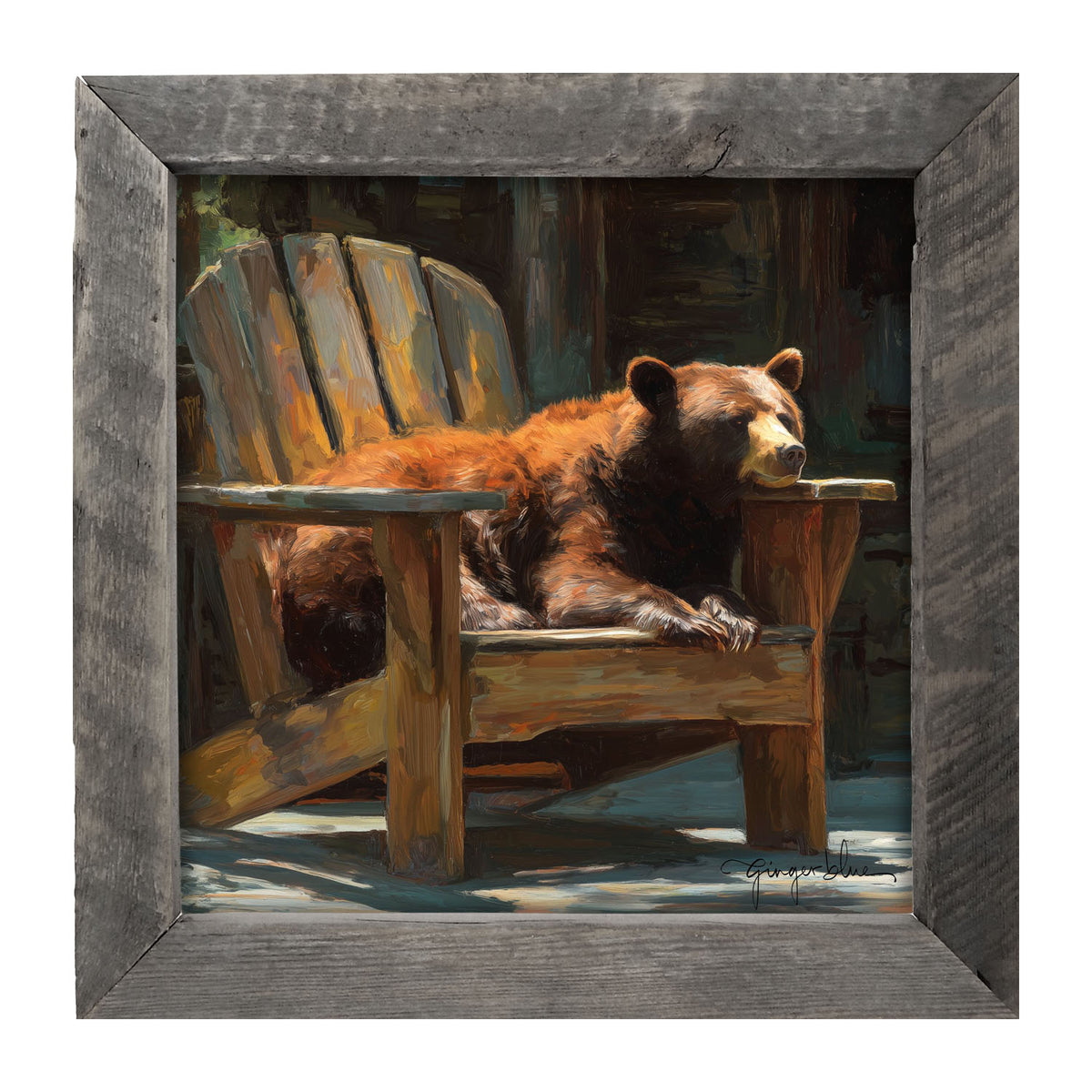 Bear Resting in Adirondack Chair - Framed Art