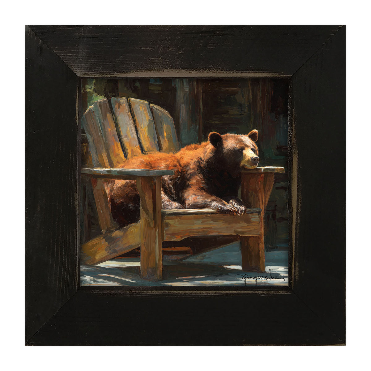 Bear Resting in Adirondack Chair - Framed Art
