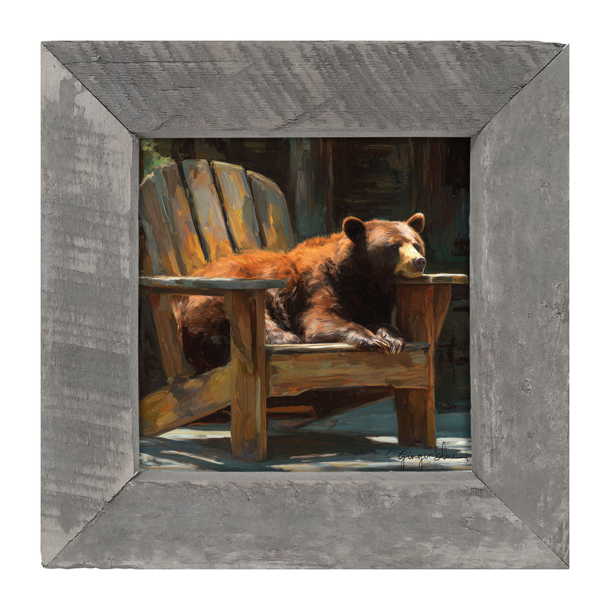 Bear Resting in Adirondack Chair - Framed Art