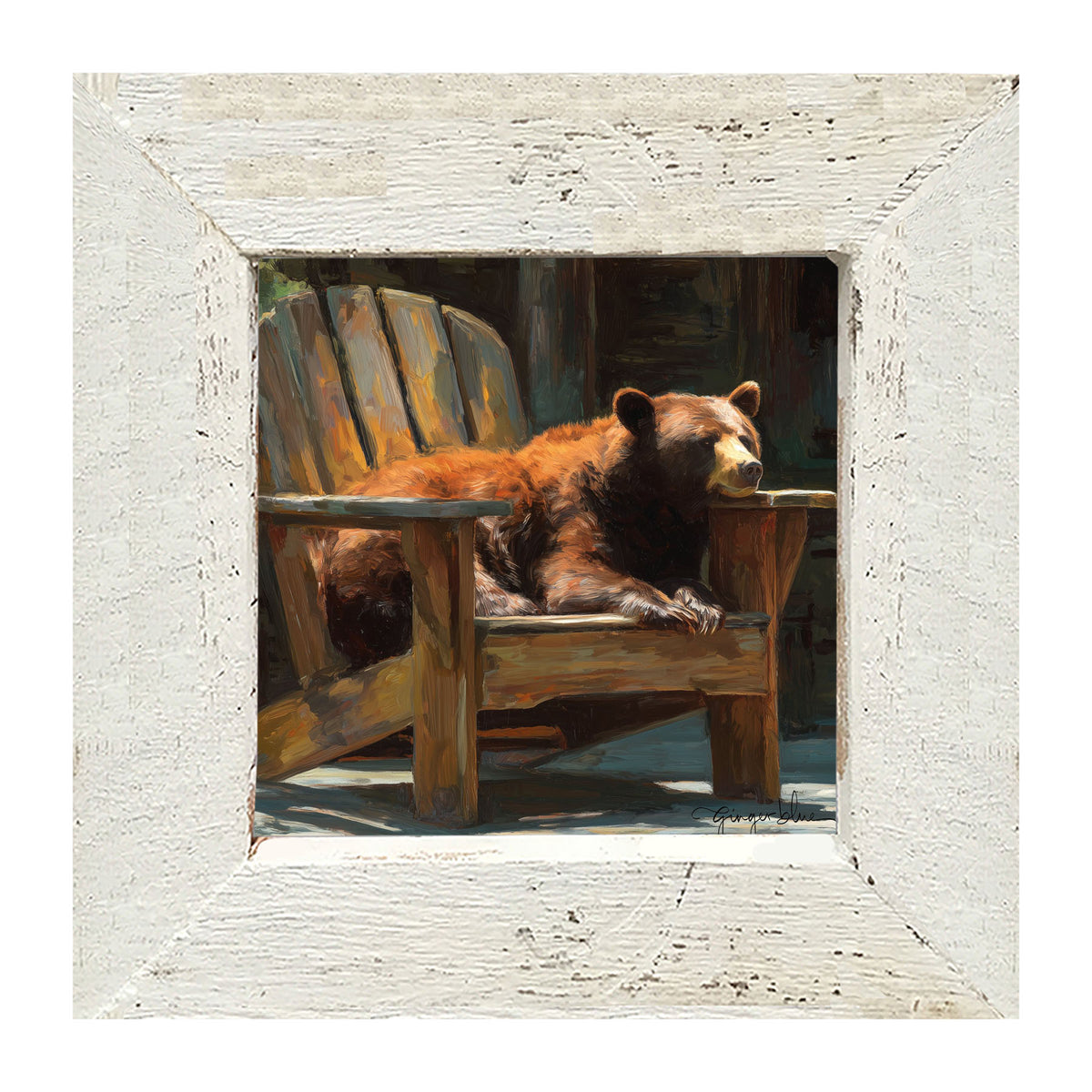 Bear Resting in Adirondack Chair - Framed Art