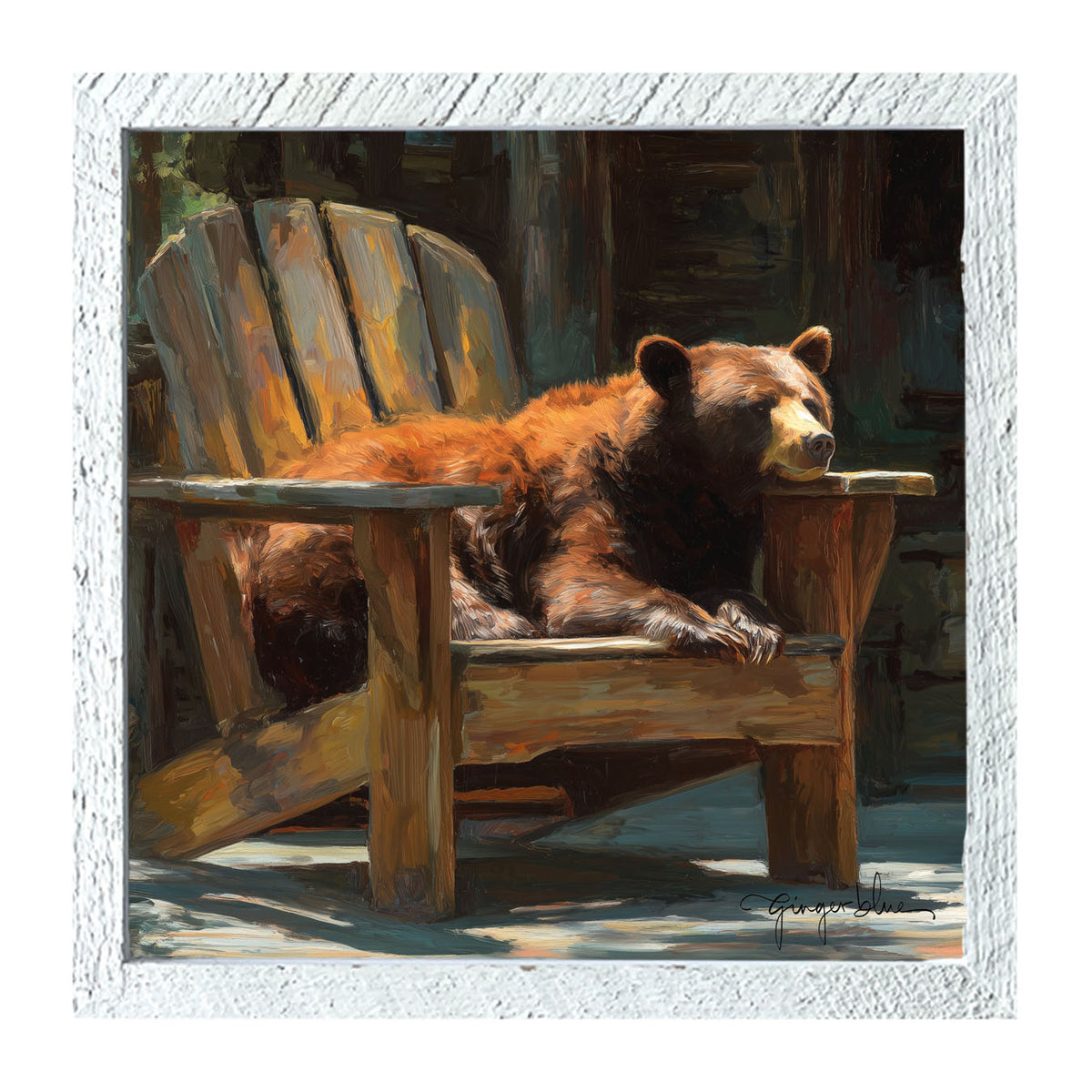 Bear Resting in Adirondack Chair - Framed Art