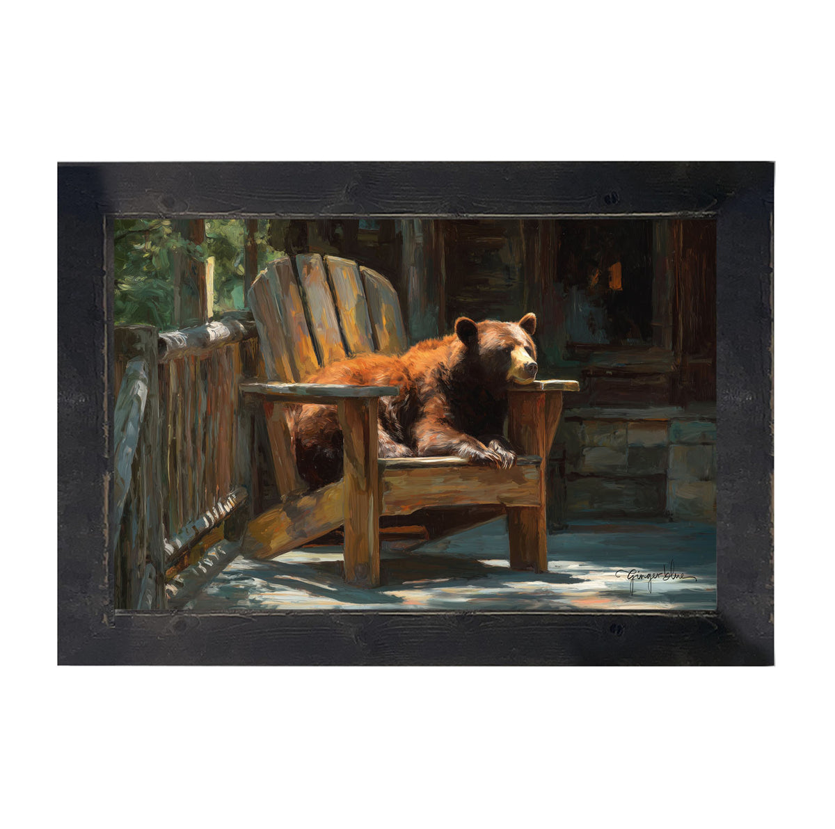 Bear Resting in Adirondack Chair - Framed Art