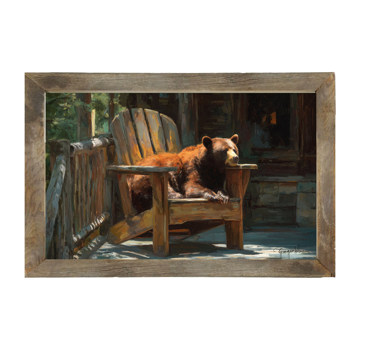 Bear Resting in Adirondack Chair - Framed Art