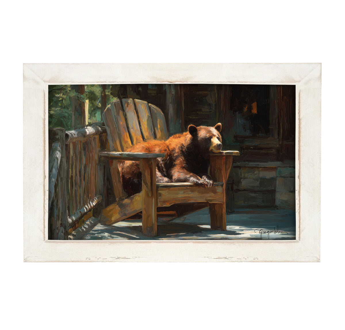 Bear Resting in Adirondack Chair - Framed Art