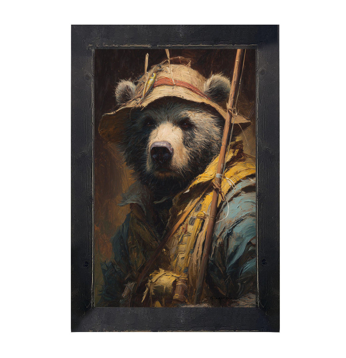 Fishing Bear Portrait - Framed Art