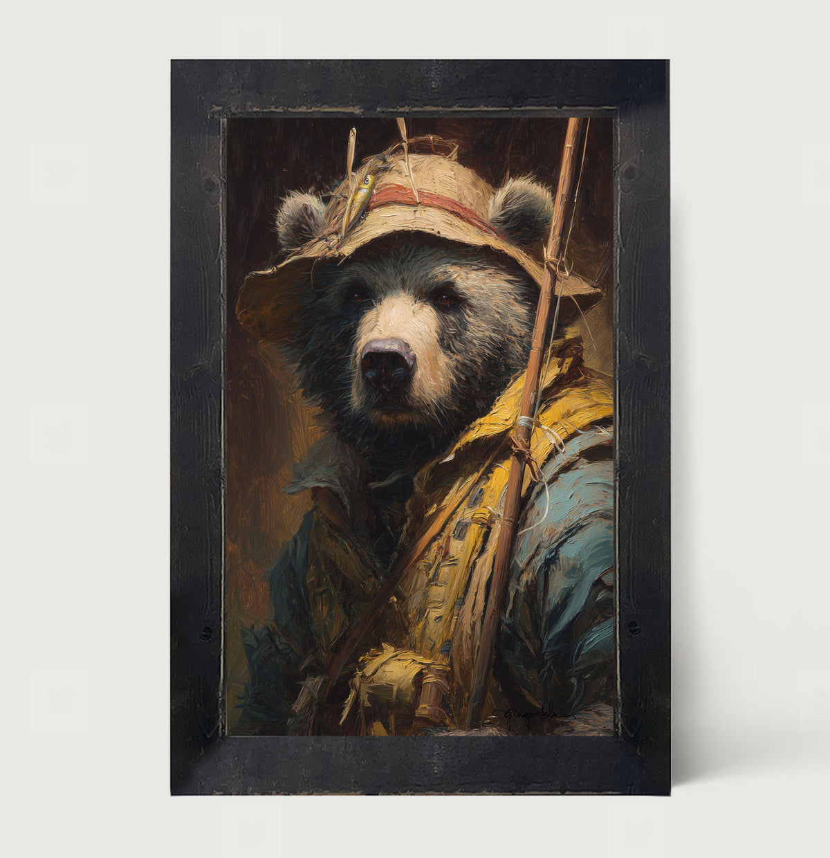 Fishing Bear Portrait - Framed Art