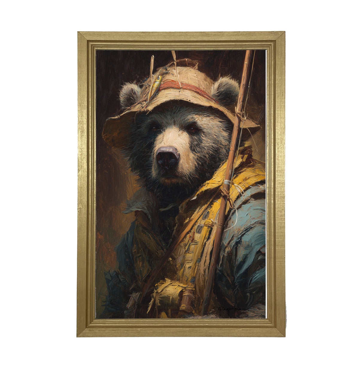 Fishing Bear Portrait - Framed Art