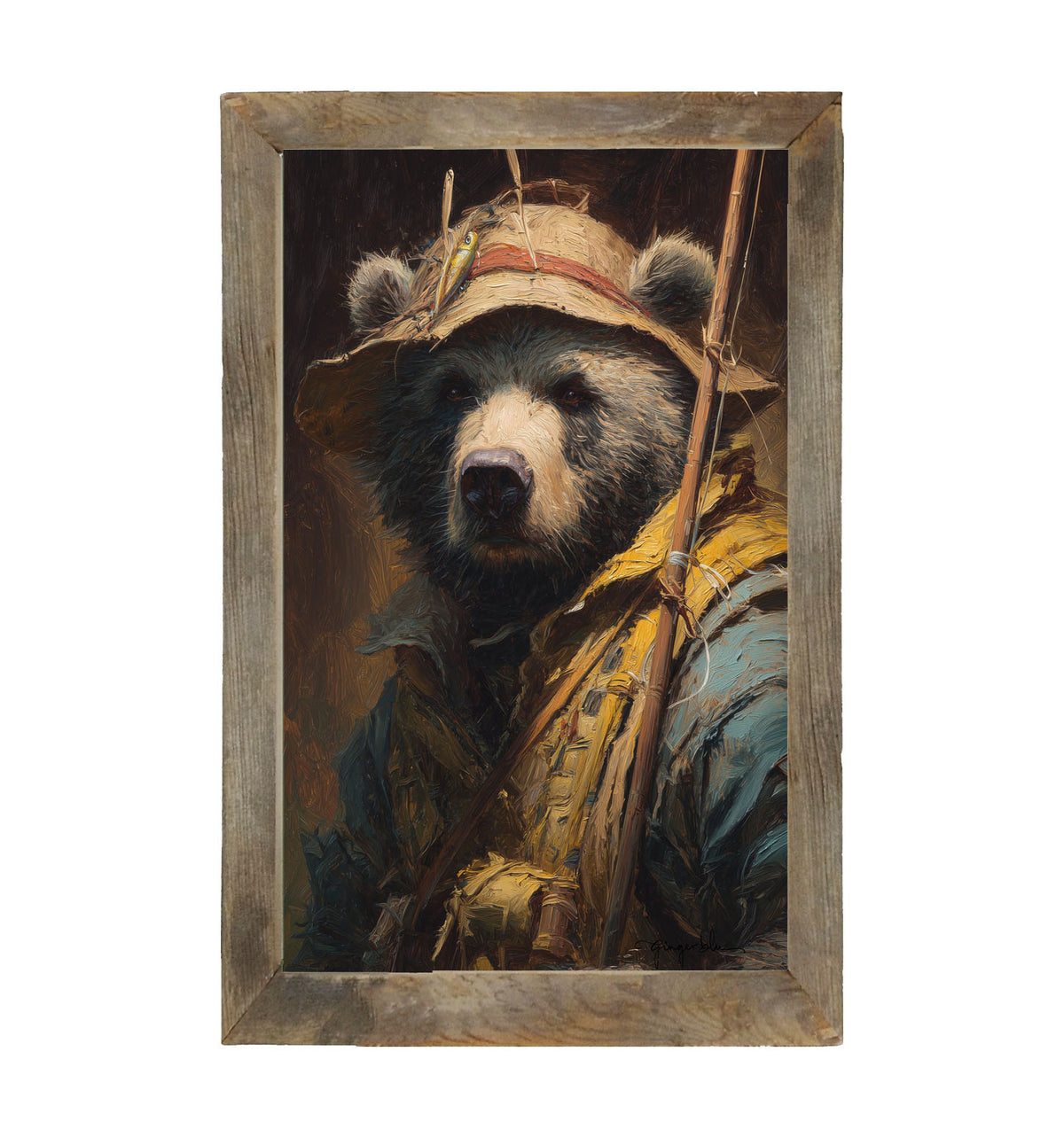Fishing Bear Portrait - Framed Art