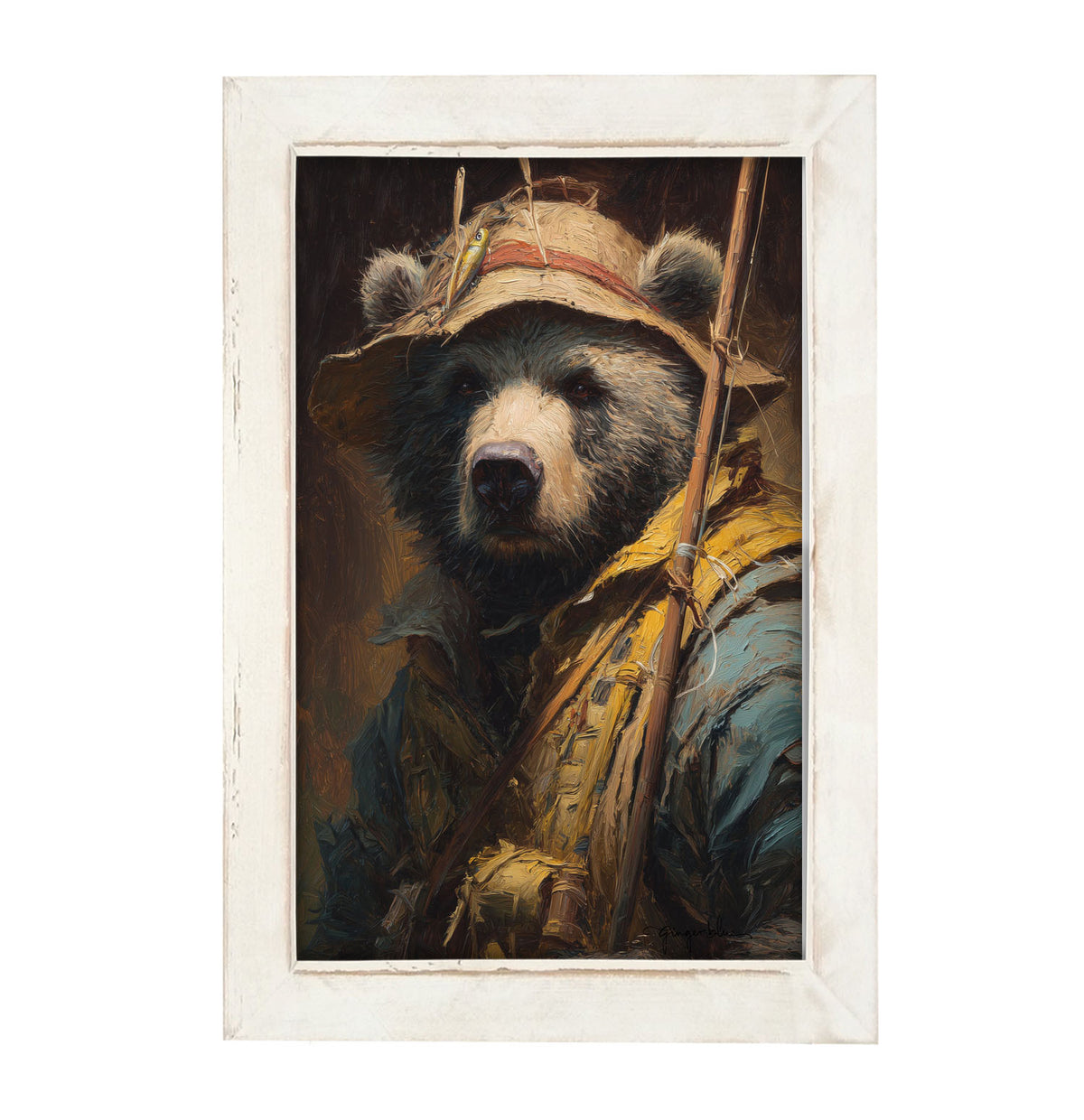 Fishing Bear Portrait - Framed Art