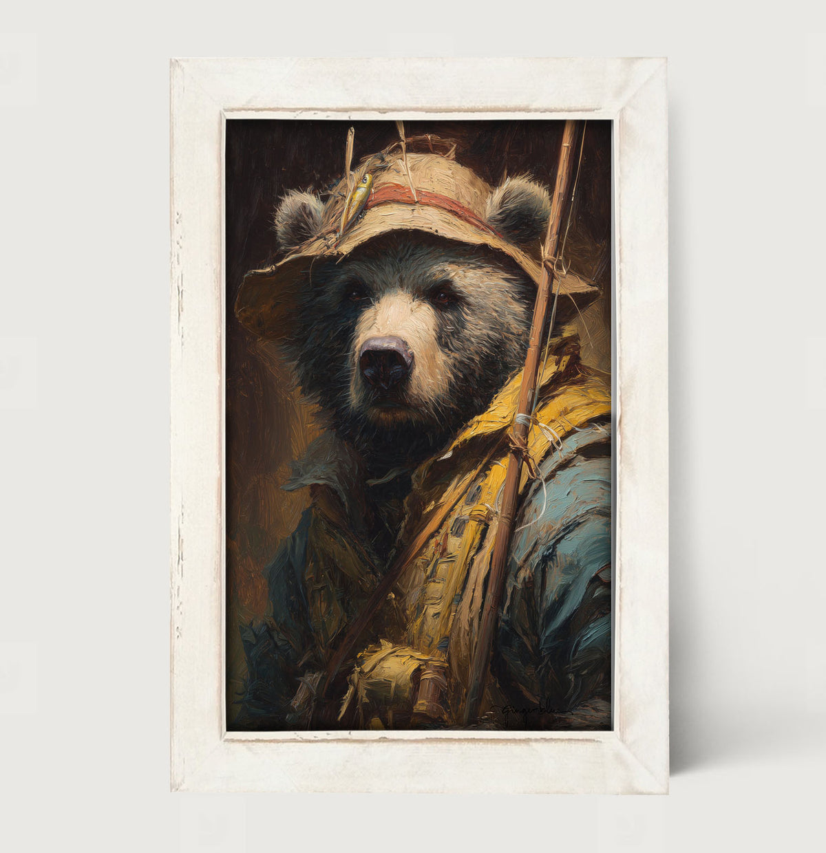 Fishing Bear Portrait - Framed Art