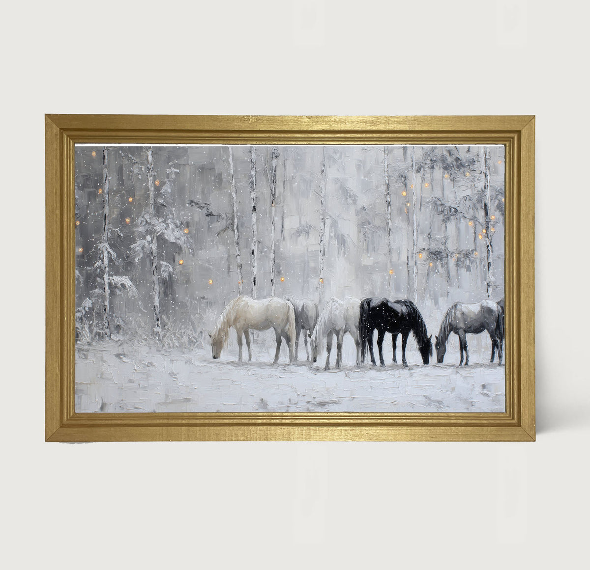 Horses in the Snow - Framed Art