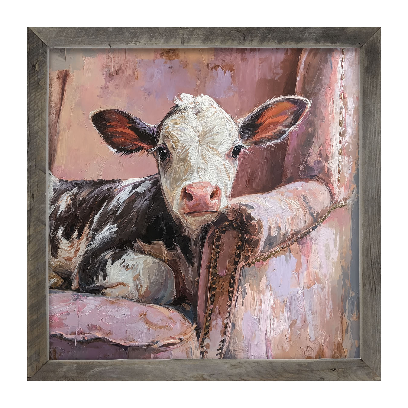 Armchair with Cow - Framed Art